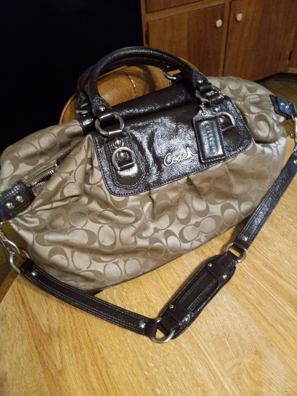 AUTHENTIC COACH Ashley Signature Large Satchel Bag Handbag Purse  F15440 w Strap